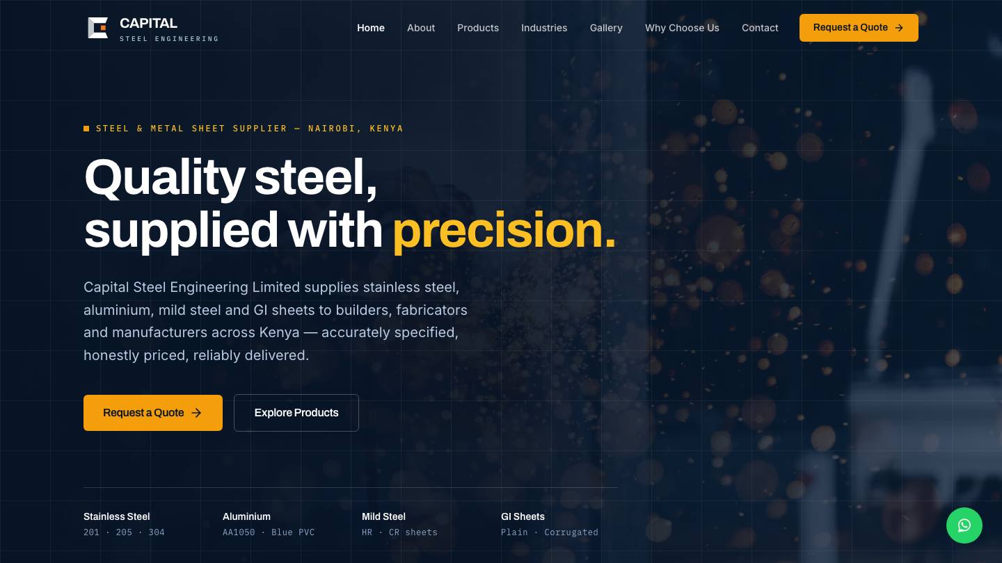 Screenshot of the Capital Steel Engineering website