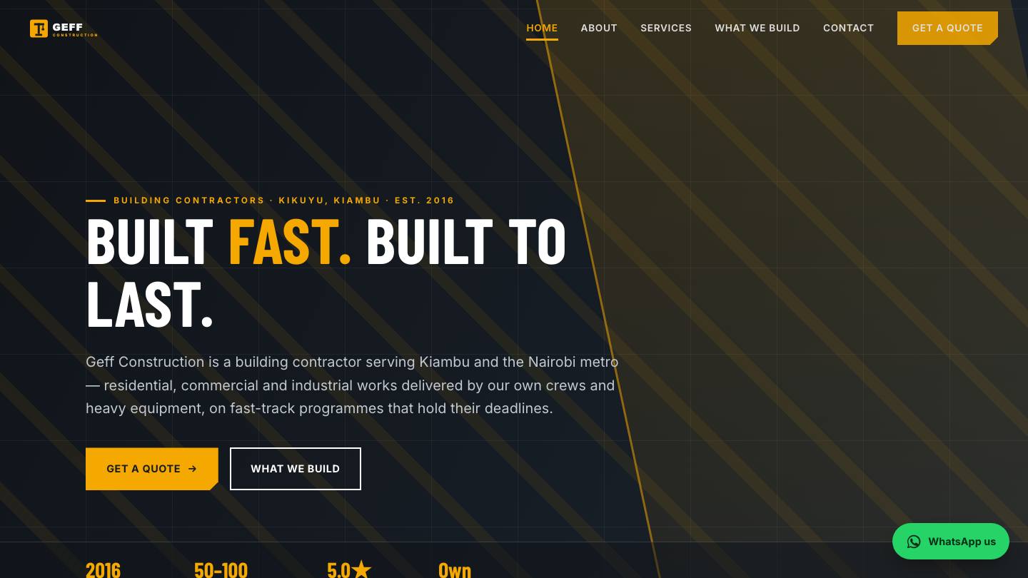 Screenshot of the Geff Construction website