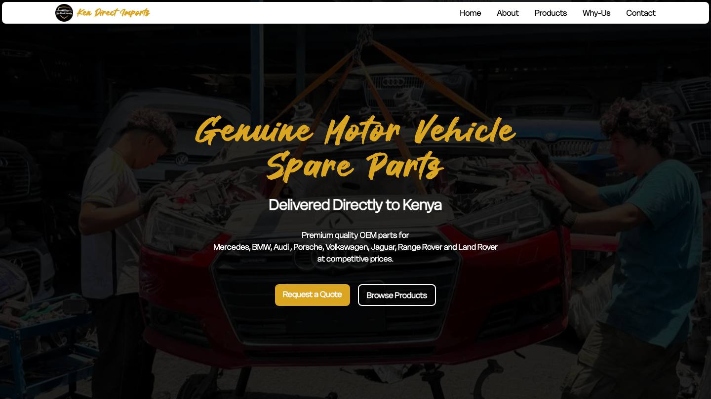 Screenshot of the Ken Direct Imports website